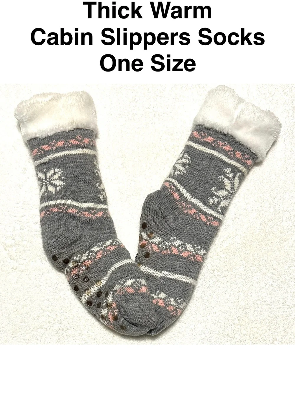 5/$15💥 Cozy Cabin Slipper Socks Winter Snowflake ❄️